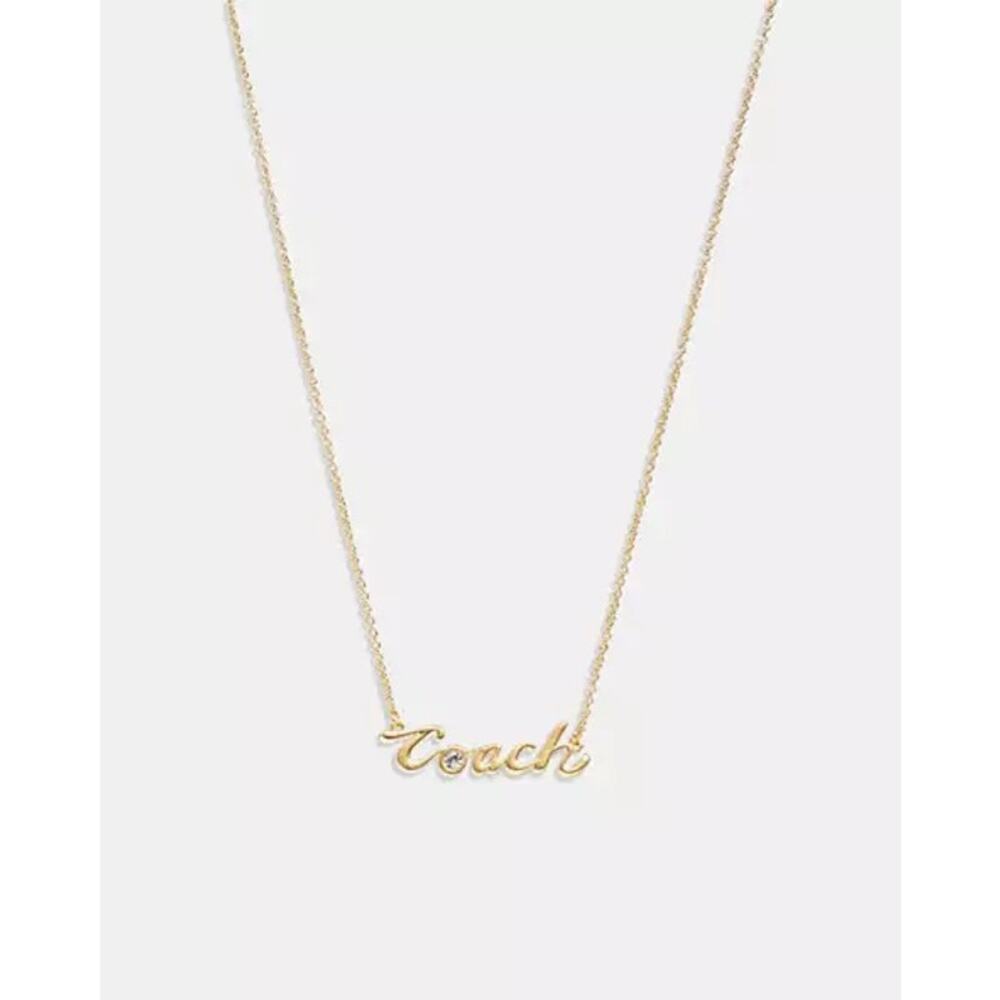 Coach Logo Script Gold Tone Necklace - NWT!